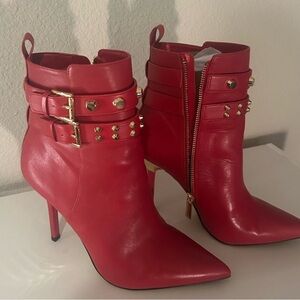 Michael Kors Amal Studded Red Ankle Boots